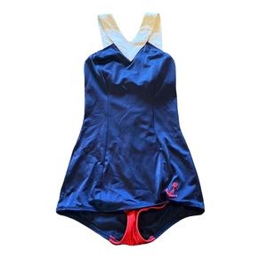 Rock Steady Retro One Piece Red White Blue Swimsuit S